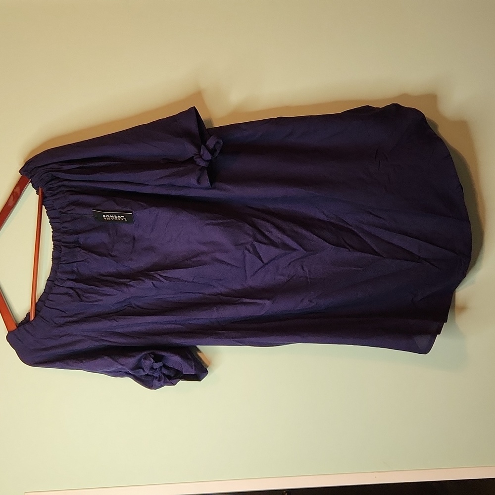 Lascana for Venus Cover Up Dress Navy Blue Tie Sleeves Cruise Large Medium